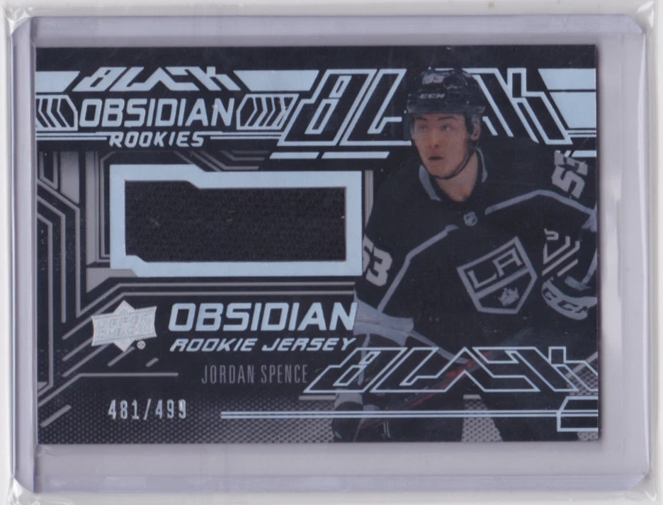 2022-23 UD SPX BLACK OBSIDIAN ROOKIES JERSEY /499 JORDAN SPENCE #ORJ-SP LA KINGS - Image 1 of 2