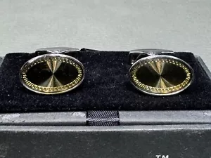 Yellow Lucite White Gold Plated Cuff Links by Pronto-Uomo - Picture 1 of 4
