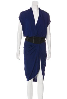 Vestido para mujer Haute Hippie halter envolvente azul marino negro cinturón nuevo talla XS 2 Foto 1 de 3