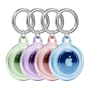 4 Pack Water Resistant Air Tag Case Clear with Key Ring - Picture 1 of 13
