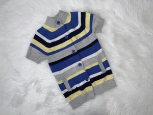 GYMBOREE FLOWER SHOWERS MULTI COLOR STRIPED SHORT SLEEVE SWEATER SZ S 5/6 - Picture 1 of 1