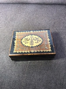 ORNATE VINTAGE INLAID WOOD MUSIC BOX Spares Or Repair As Seized - Picture 1 of 14