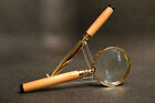 Lebanese Cedar Magnifying Glass , Letter Opener, with Gold and Black Trim