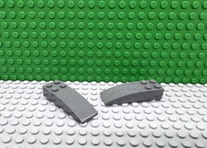 Lego 2 Dark Bluish Gray 6x2 Curved Smooth Slopes brick block NEW - Picture 1 of 1