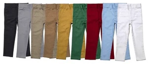 Pants Boys Toddler Adjustable Waist Chino Slim Fit stretch Casual Black Khaki - Picture 1 of 46