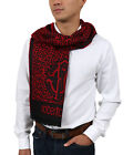 Roberto Cavalli ESZ056 02000 Red Wool Blend Leopard Print Mens Scarf