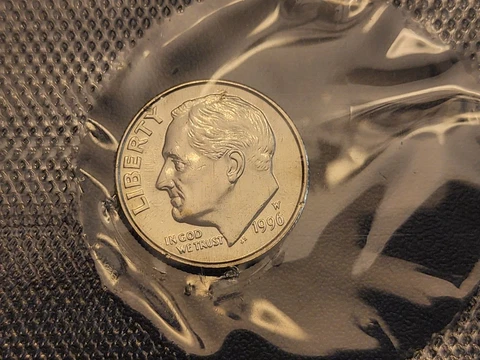 1996 W West Point Roosevelt Dime - Uncirculated in Mint Cello - no COA Cover