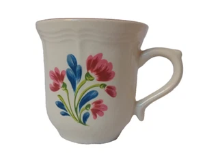 Country Fleur by TIENSHAN Individual Coffee Tea Cup Gray Grey Blue Red Flowers - Picture 1 of 7
