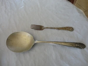 Extra Münze Silberplatte Gabel und Krone Silberplatte Servierlöffel - Bild 1 von 3