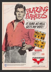 Regno Unito 1988 Esclusivo Videogioco Blazing Barrels Ronald Reagan Stampa Pubblicità - Foto 1 di 1