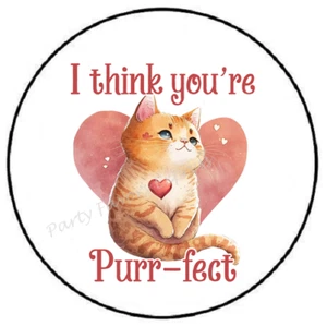 I THINK YOUR PURR-FECT VALENTINES ENVELOPE SEALS LABELS STICKERS PARTY FAVORS - Picture 1 of 2