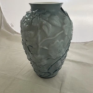 FENTON GEFASST IMMERGRÜN BLAU HARTRIEGEL BLUMENVASE FENTON 11" groß - Bild 1 von 10