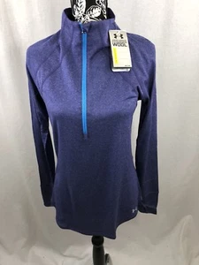 Under Armour Women's Pullover Top Wool 1/2 Zip Reflective Thumb Holes Large L - Picture 1 of 8