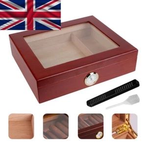 Cedar Wood Cigar Travel Humidor Box With Hygrometer With Transparent Skylight - Picture 1 of 6