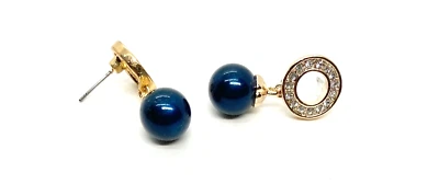 Pendientes Swarovski Elements Perla Cristal Chapados en Oro Amarillo 18K Foto 1 de 3