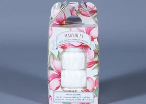 DIAMANTE MAGNOLIA Vegat. Based Round Individually Wrapped Soaps 4x2.8 oz. Italy - Picture 1 of 2