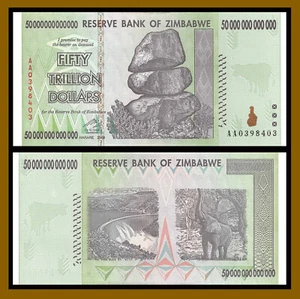 50 TRILLION ZIMBABWE Dollars AA 2008 P-90 New 100 % Unc COA - Picture 1 of 2