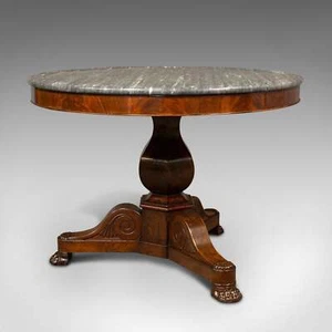 Antique Drum Table, English, Flame, Marble, Circular, Centre, Regency, C.1820 - Picture 1 of 10