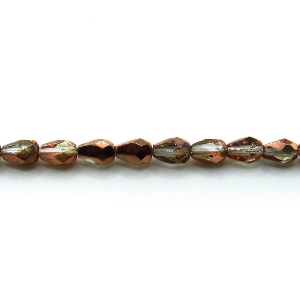 Apollo Gold - 50 7x5 mm Teardrop Czech Glass Fire Polish Beads - Image 1 of 1