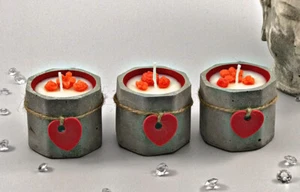 3 Pc Gift set Scented Candles Heart Rose Love Red Candle Handmade grey Luxdecor6 - Picture 1 of 4