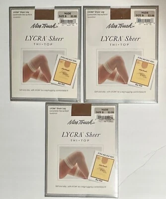 Lote 3 Medias Top Vintage Bonito Tacto Thi Muslo - Lycra Transparente - 20 Denier Desnudo Foto 1 de 4