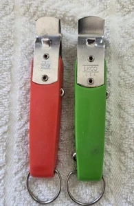 2 Vintage Ekco USA Bottle Opener Retractable Corkscrew Wine Can Punch Red Green - Picture 1 of 7