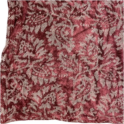 Chenille Throw Blanket 55x42" Red Burgundy Floral Rayon/Poly Blend Heavy Tassels - Image 1 of 4