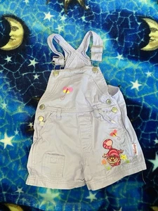 Vintage Alice In Wonderland Girls 4/5 Embroidered Overalls Cheshire Cat - Picture 1 of 5