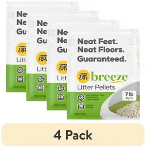4pack Tidy Cats Breeze Non Clumping Cat Litter Pellets Low Dust Odor Control 7Lb - Picture 1 of 8