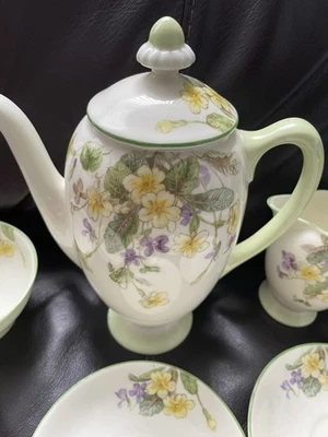 Royal Doulton April V2000 Pattern Part 14 Piece Coffee Set Including Pot 1st Q - Image 1 of 4