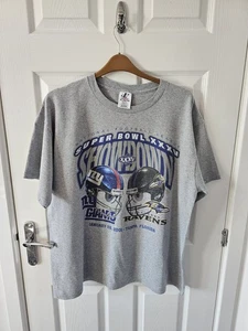 American Superbowl T Shirt 2001 NY Giants V Baltimore Ravens Size XL Grey - Picture 1 of 10