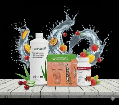 Herbalife Raspberry Tea 3.6 oz +Original Aloe Pint+30 Tropical Force Liftoff STK - Image 1 of 4