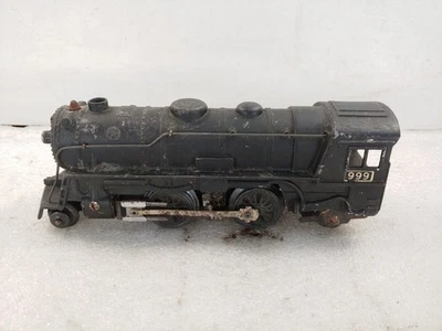 Locomotiva a vapor vintage Marx 999 2-4-2 preta fundida - Imagem 1 de 4