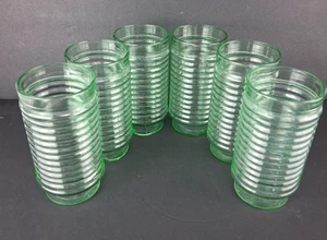 Set 6 Bicchieri Alveare Ape Vintage Anchor Hocking AG1-1 Verde Chiaro Mcm - Foto 1 di 5
