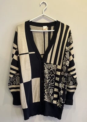 Cárdigan Suéter Vintage Años 80 Mondi Lana Mezcla Algodón Azul Marino Náutico Talla 40 “11632” Foto 1 de 4