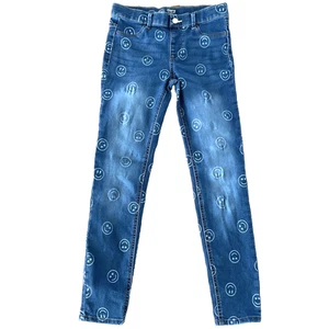 Wonder Nation Girls Jeggings Denim Blue Jeans Emoji Smiley Faces XL (14/16) - Picture 1 of 12