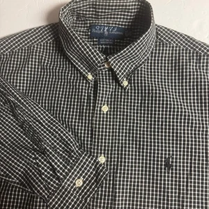 Camisa Ralph Lauren Para Hombres Calce Personalizado Negra Blanca a Cuadros Abotonada 17 1/2 - Imagen 1 de 7