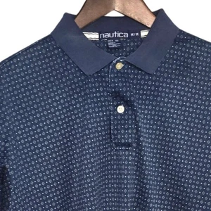 Nautica Mens Medium Blue Pima Cotton Short Sleeve Preppy Nautical Polo Shirt - Picture 1 of 5