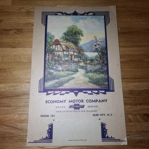 Werbekalender 1930er Chevrolet Economy Motor Company Siler City NC - Bild 1 von 9