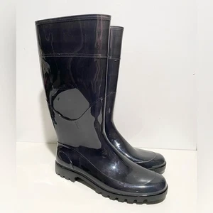 Burberry Men's Classic Tall Rain Boots Black Glossy Subtle Nova Check 13 - Picture 1 of 10