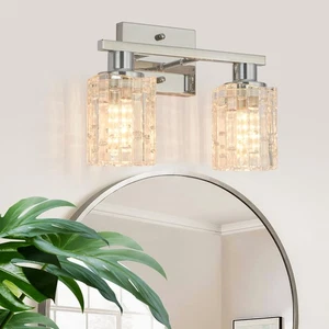 2 Lumières Argent Chrome Meuble-lavabo Salle de Bain Lampe Sur Miroir, Meuble-lavabo Moderne... - Photo 1/7