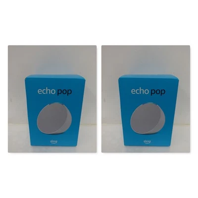 Altavoz inteligente Amazon Echo Pop con Alexa, blanco glaciar (paquete de 2) Foto 1 de 4