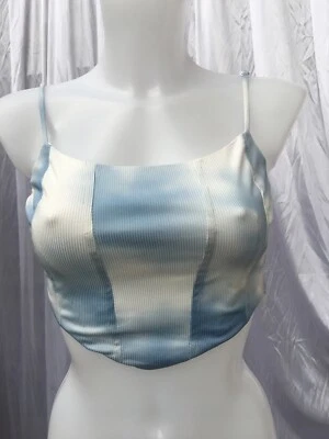 Kiss The Sky V Front Cami Cropped Top Size Zip Sky Blue Size M New No Tag  - Image 1 of 4