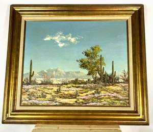 MCM Unikat Ölgemälde Nasse Wüste in Blüte Original Sullivan Südwestberg - Bild 1 von 18