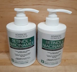 2 JUGS: Advanced Clinicals RETINOL + NIACINAMIDE ANTI AGING FACE Body Cream 15z - Picture 1 of 4