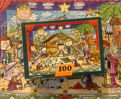 Vintage Peanuts Gang "Merry Christmas Everyone" Nativity 100 Pc Puzzle Springbok - Image 1 of 4