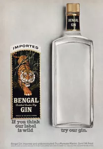 Bengal Gin 1967: Think Our Label Is Wild anuncio impreso vintage - Imagen 1 de 1