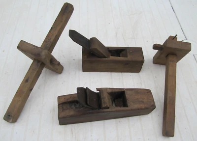 Outils anciens lot 2 rabots et 2 trusquins - menuisier, ébéniste - Photo 1/3