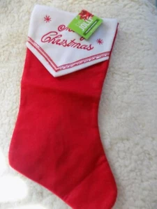 Christmas Stocking ~ Merry Christmas ~ Red/White ~ 19" ~ New - Picture 1 of 1