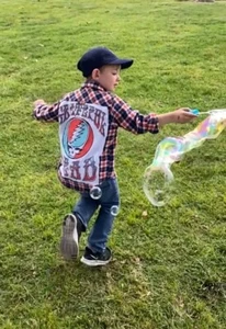 GRATEFUL DEAD 60s 70s Retro Vintage Upcycled Rock Band Plaid Flannel Kids Sz 7/8 - Picture 1 of 9